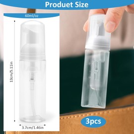 Mini Travel Foaming Pump Bottles, 3Pcs Soap Dispenser, Empty Refillable Clear Plastic Foam Pump for Lash Shampoo