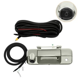 Backup Camera Kit, Chrome, Compatible with Toyota Tundra 2007-2013, w/Key-Hole, 170° Viewing Angle, Tailgate Handle Camera, Rear View Camera, Back Up Camera, Reverse Camera, Waterproof, Shockproof