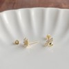 Silver 925 Earrings, Silver, Gold, 18K Coating, Honeybee, Flowers, Asymmetrical,
