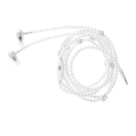 UKCOCO Auriculares intraurales con micrófono, auriculares intraurales con control remoto y micrófono, manos libres, cadena de perlas con cable, auriculares universales para niñas, mujeres y estudiantes (blanco)