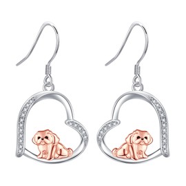 YAFEINI Shih Tzu Gift 925 Sterling Silver Shih Tzu Dangle and Drop Earrings Shih Tzu Dog Jewelry for Women Shih Tzu Lovers (Rose Gold)
