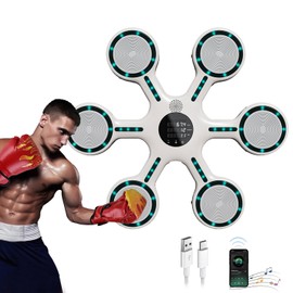 RFAIKA Wall Mounted Music Boxing Machine,Smart Bluetooth Music Connection,LED Electronic Display,Music Boxing Machine for Adults and Kids, Home Boxing Training (White)