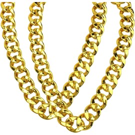 Catcan Hip Hop Chunky Gold Chain 2 Pack, 32 Inch Plastic Gold Necklace 80s 90s Punk Turnover Necklace Men Costume Accessory for Party Costume Class Bar (gold)