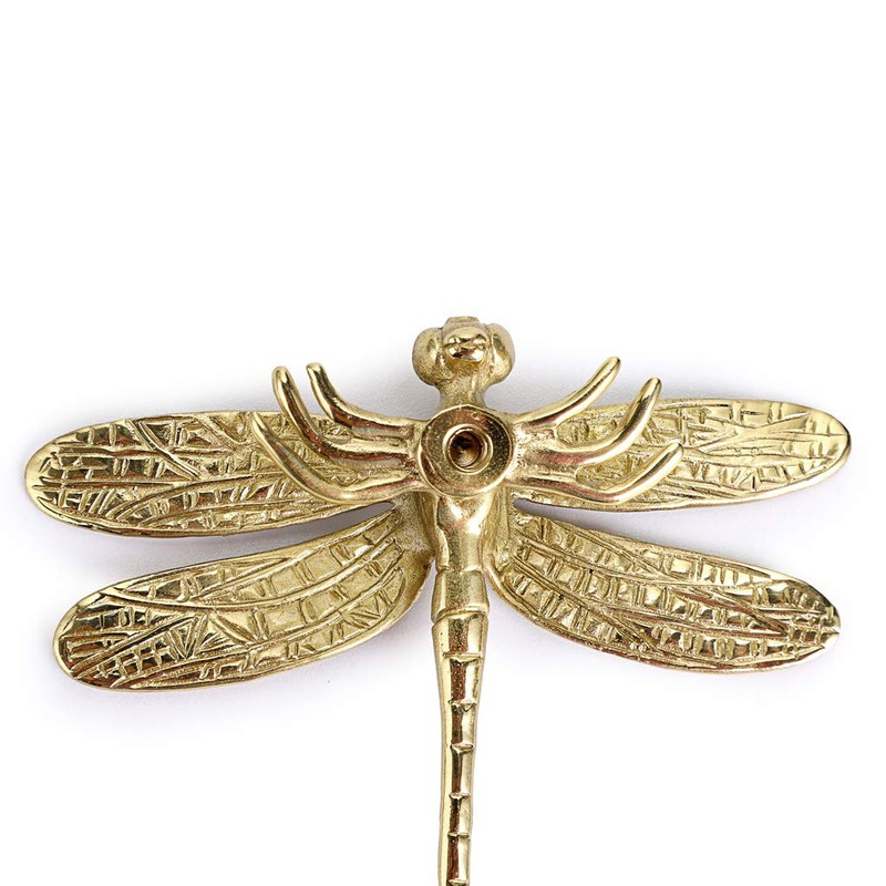 JUXYES Pack of 2 Brass Dragonfly Cabinet Knobs, Golden Tone