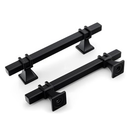 homdiy 10 Pack Black Drawer Pulls 96mm Black Cabinet Pulls 3-3/4 inch Hole Centers Black Cabinet Handles Black Kitchen Cabinet Door Handles Square Bar Drawer Handles Stainless Steel Modern Pulls