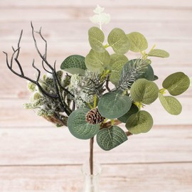 Factory Direct Craft Group of 6 Artificial Eucalyptus and Berry Christmas Floral Picks for Christmas Decorating and Winter Displays
