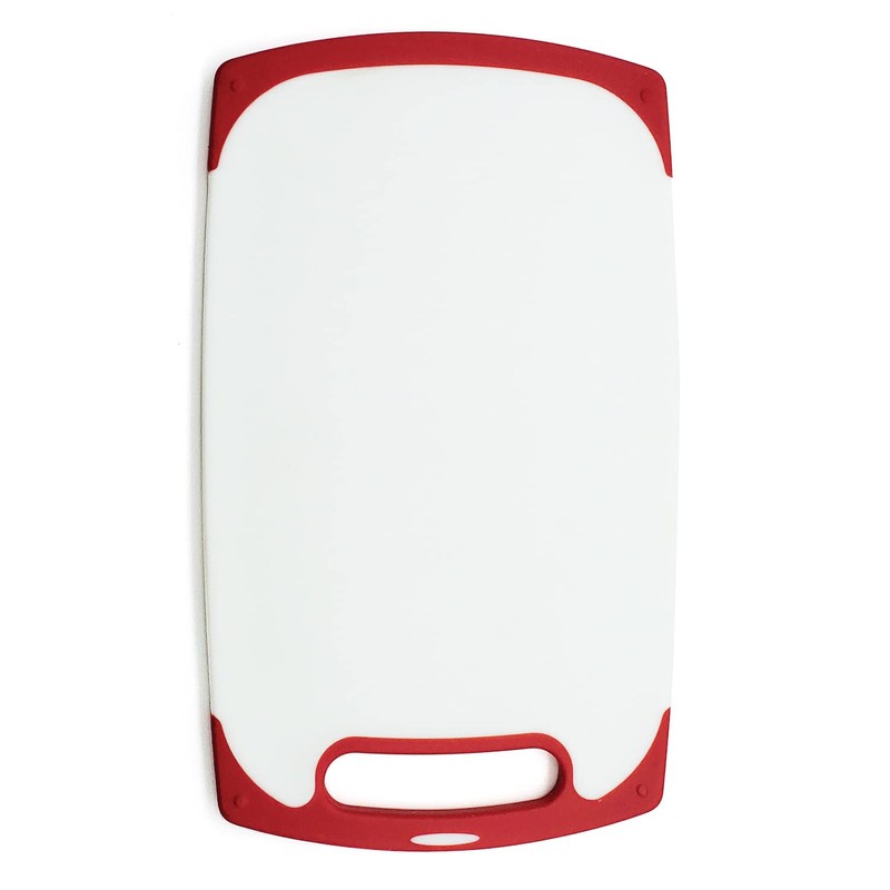 Starfrit 10-Inch x 6-Inch Antibacterial Cutting Board, White and Red