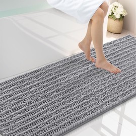 Smiry Bathroom Rugs Mat 70x24, Extra Soft Absorbent Chenille Bath Rugs, Non Slip Rubber Backing Machine Washable Quick Dry Bath Mats for Bathroom Floor, Tub, Shower, Home Decor Accessories, Grey