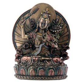Manjushri Sitting On Lotus Buddhism Display Statue