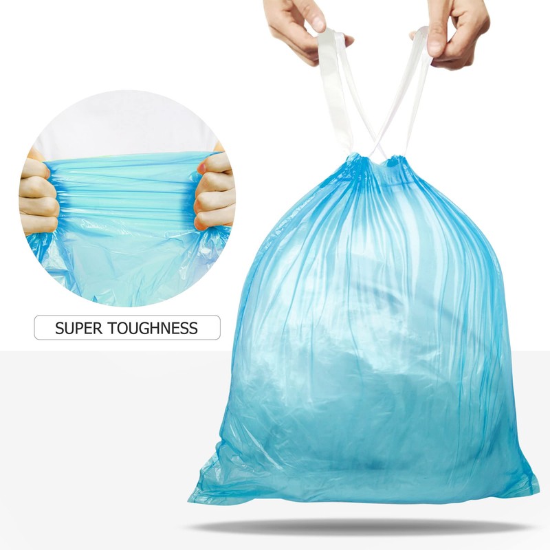 15L Garbage Bags Drawstring, Extra Strong Small Garbage Bag Unscented,