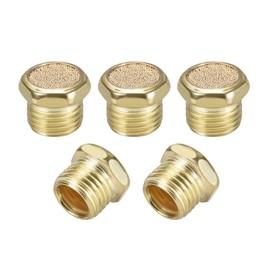 sourcing map Sintered Bronze Brass Housing G Flat Pneumatic Air Silencer Flow Regulator G1/4 Inch Pack of 5