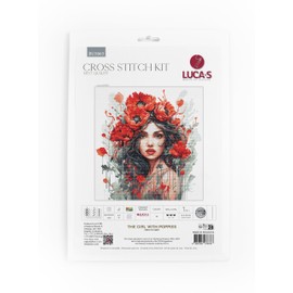 Luca-S Cross Stitch Kit, Counted Cross Stitch for Adults, Embroidery Kit The Girl with Poppies, BU5063