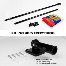 UD_G128 Combo Pack: 6 Ft Tangle Free Aluminum Spinning Flagpole (Black) & Russia Russian Ensign Flag 3x5 Ft, LiteWeave Pro Serie