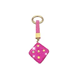 BE WHAT YOU BELIEVE Rhinestone Crystal Dice Keychain Keyring Bagcharm Accessory (Fuschia)