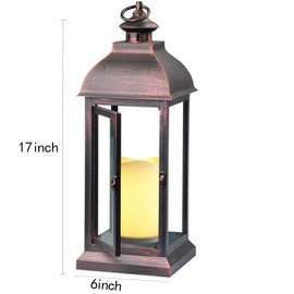 yucanucax Decorative Lantern with flameless LED Candle Light, Outdoor/Indoor LED Lantern, The Door-Open Decorative Lantern, Timer Candle