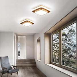 Sovinzert Hallway Light Modern LED Ceiling Light Fixture Square 6000K Close to Ceiling Light Gold Flush Mount Ceiling Lights for Kitchen Bedroom Balcony Bathroom