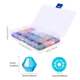 MissAudrey 900pcs 6mm Bicone Faceted Crystal Glass Beads for Jewelry Making, AB Color Plated Bicone Spacer Beads for DIY Bracelets Necklaces Earrings Suncatcher Crafts