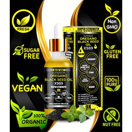 SUPERIOR FULVIC HUMIC X935 Oil of Oregano with Black Seed Oil - 400 Servings, 2 in 1 Wild Oregano Oil with Black Seed Oil Drops