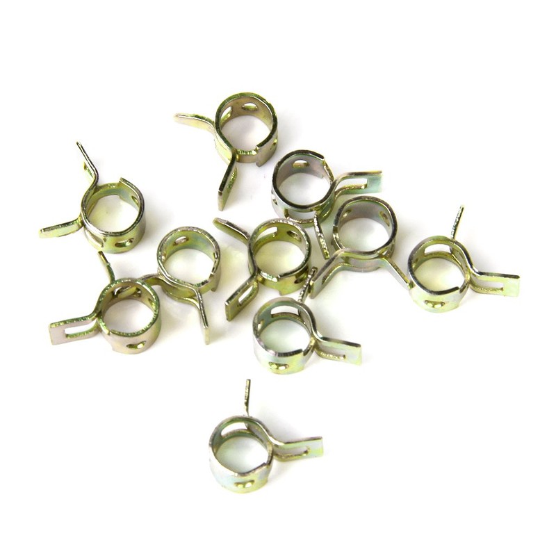 10pcs スプリングクリップ ホースクリップ シリコンパイプクランプ 6mm エアホース管 水道管 燃料配管 シリコーン真空ホース