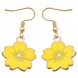 Charm Buddy Welsh Flag Dangle Earrings with Gift Bag Wales Flag Saint St Davids Day Wales Football Rugby Welsh Dragon Jewellery Jewelry (3. Yellow Daffodil)