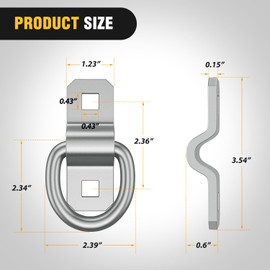 Nilight 6Pcs 3/8” D-Rings Heavy Duty Truck Tie Down Anchors Steel 6000 Pound Tie Down Rings Hooks Loads on Trucks Trailers Boats RV Campers Vans Kayaks Motorcycles Deliveries ATVs,Silver