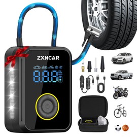 ZXNcar 4X Fast Inflation Smart Tire Inflator Portable Air Compressor,Cordless Rechargeable Battery and 12V DC 200PSI Auto air Pump for Car Tires Bicycles Motorcycles Balls with Pressure Gauge Handbag
