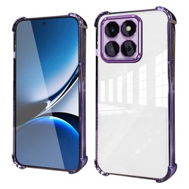 HAOYE Case for Honor X6C - Slim TPU Cover with Reinforced Corners, Shockproof Bumper Shell, Transparent Design, Anti-Fingerprint - Purple