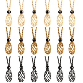 VNVETYTO 18 PCS Crystal Cage Necklace Holder Necklace Cord Empty Stone Holder Replacement Hand-Woven Necklace Cord with Adjustable Length (Black+Brown+Khaki)