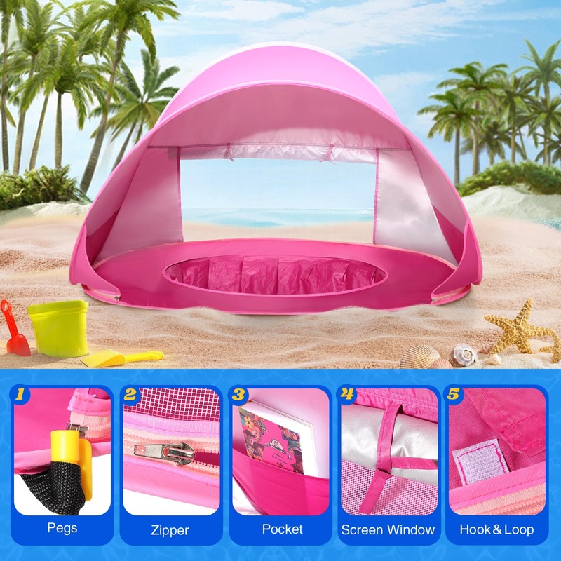 Monobeach Baby Beach Tent Pop Up Portable Shade Pool UPF50+