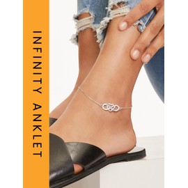 Bestyle Women's Infinity Anklet, 925 Silver, Zirconia Anklet, Keeping On, Infinite Mark, Anklet, Simple, 8.7 inches (22 cm), Adjustable, Wedding, Anniversary, Gift, Casual