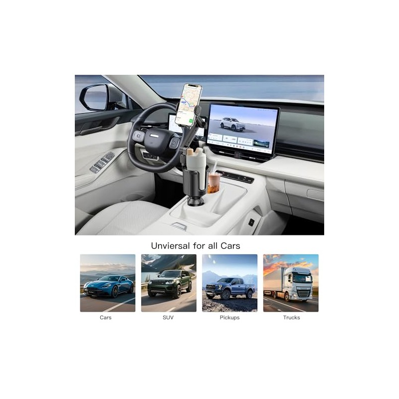 Cup Phone Mount for Car - 2026 Upgraded Long Arm