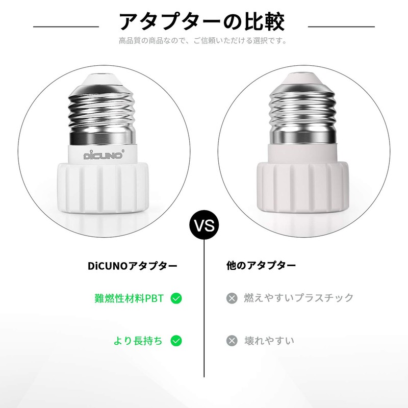 DiCUNO E26 to GU10 Base Conversion Adapter, Bulb Socket, 200W