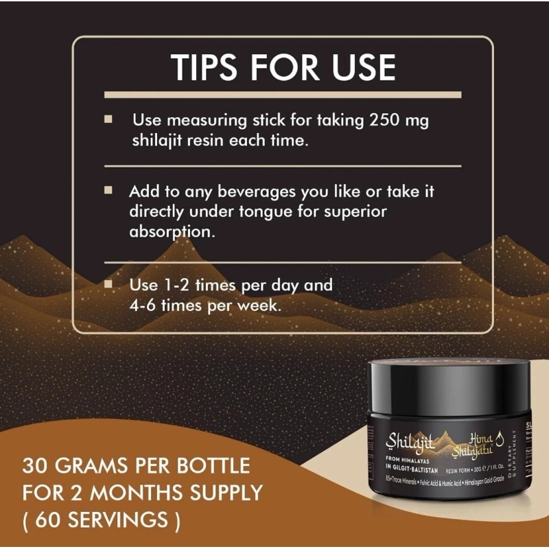 Hima Shilajit Pure 100% Himalayan Shilajit, Soft Resin, Organic, Extremely