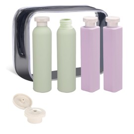 ChAusa 4 Stück Silikon Reiseflaschen Zum Befüllen 250+260ml Travel Essentials,Auslaufsicher Shampoo Flaschen zum Befüllen Wird mit Kulturbeutel Geliefert für Shampoo Duschgel und Spülung