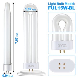 Kittmip BF35 Bug Zapper Replacement Bulbs FUL 15W-BL with Square 4-Pin Base, Compatible for Flowtron BK-15D, Stinger FP15, TZ15, BB-15WHT, 15W U Shape Insect Attracting Lamp for T6 T8 T9(1)