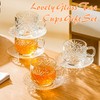 Atarvana 6 Pack Glass Tea Cups and Saucers Set with