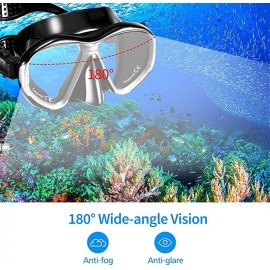 OMORC: Snorkel Set, Dry Snorkeling Panoramic Wide View Mask W/ Anti Fog Tempered