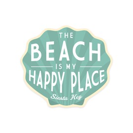 Die Cut Sticker Siesta Key, Florida, The Beach is My Happy Place, Simply Said, Contour Vinyl Sticker 1 to 3 inches (Waterproof Decal for Cars, Water Bottles, Laptops, Coolers), Small