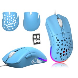 ZIYOU LANG G-PRO D19 Mice Gaming Mouse, Wired Gaming Mice for Laptop PC Rgb mouse Gaming, Programmable 7Buttons Mouse, Usb Mice Up To 12,000 Dpi Honeycomb Shell Optical Ultra Light Mouse - Blue