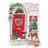 Special Friend Christmas Card - Festive Front Door and Reindeer
