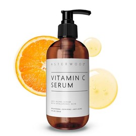 Vitamin C Serum 4 oz with Organic Hyaluronic Acid - Lighten Sun Spots, Anti Aging, Anti Wrinkle - Light and Oxygen Stable MAP Vitamin C - ASTERWOOD NA