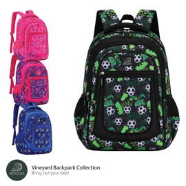 MYGOO Boys' School Backpack | Vineyard Collection | Soccer Green | 17” Height 24L | Ideal for Teens