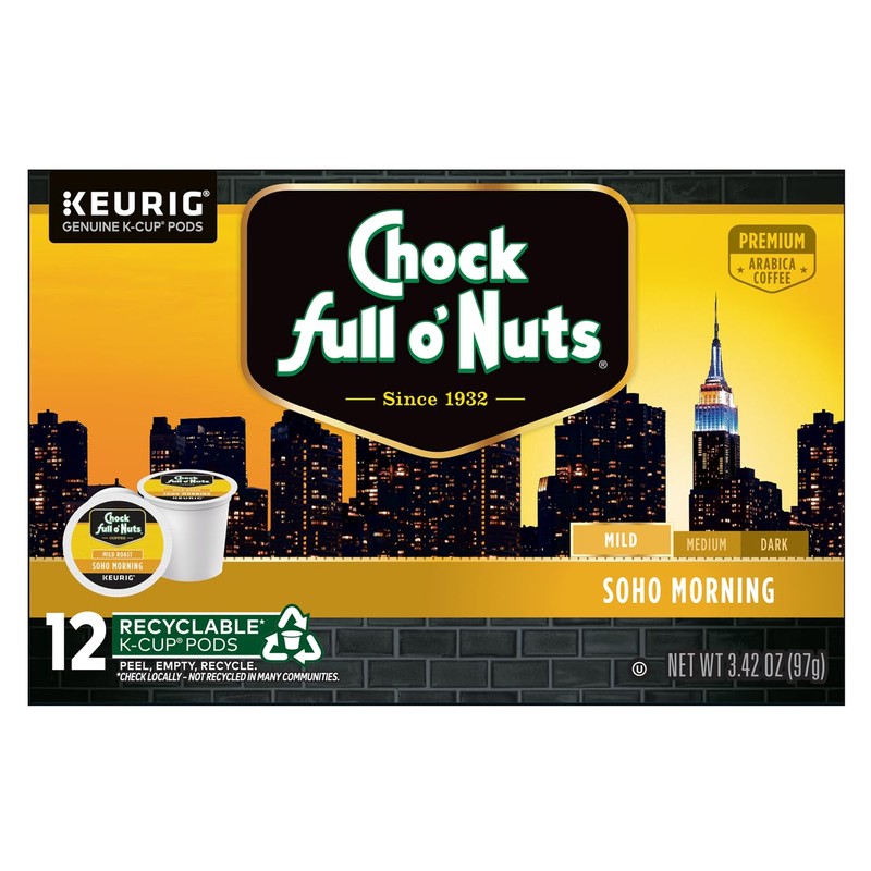Chock Full o'Nuts Soho Morning Coffee, Mild Roast, Compatible with