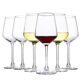 HAKEEMI Wine Glasses Set of 6, 12 oz Red & White Wine Glasses, Long Stem Glassware for Party, Wedding and Home, Dishwasher Safe (6 PCS)