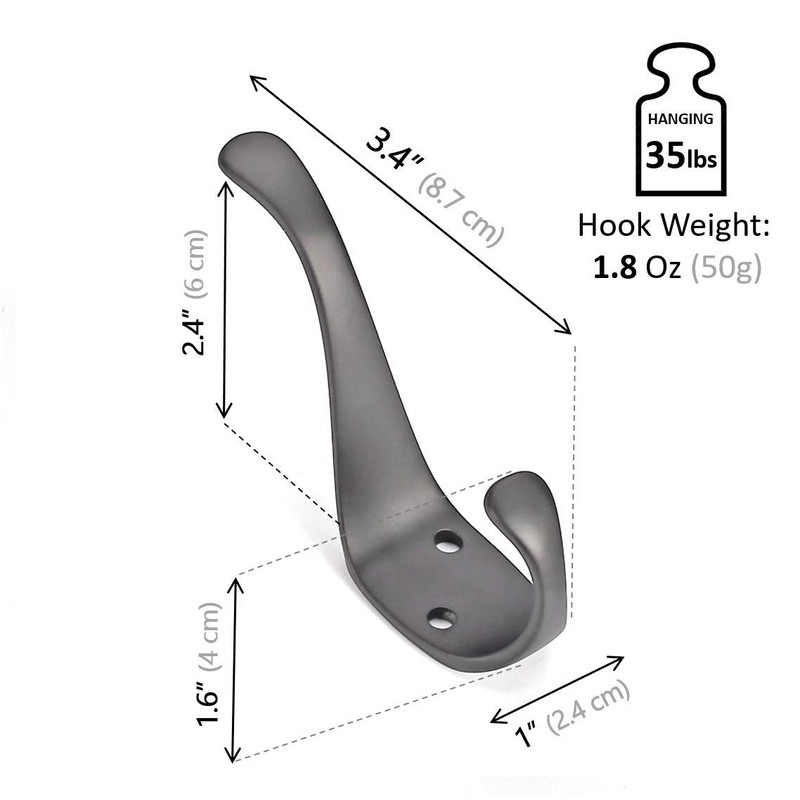 Wall Mounted Elegant Decorative Heavy Duty Double Coat Hooks,10 Pack
