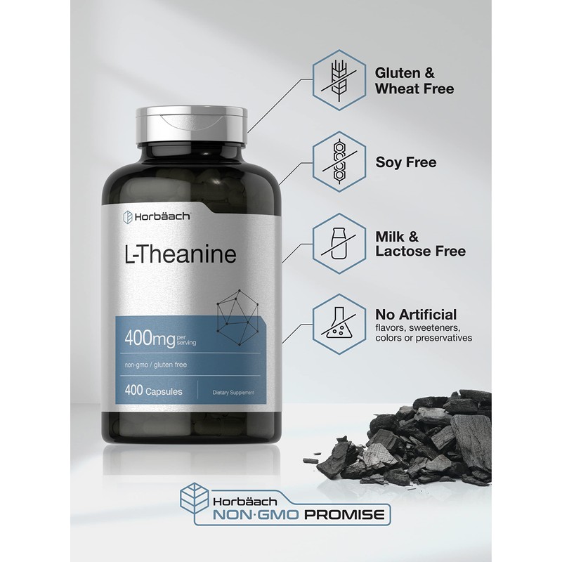 Horbäach L-Theanine 400mg | 400 Capsules | High Potency Supplement