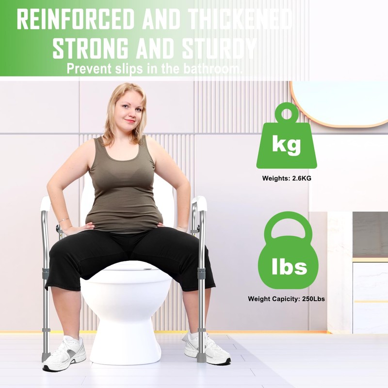 ZOLIQUEX Toilet Safety Rail for Seniors with 2 Reinforced Nuts,