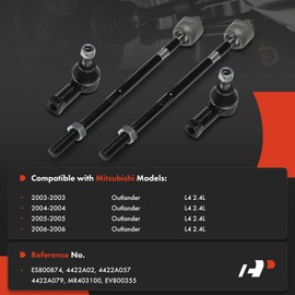 A-Premium Set of 4, Front Inner Outer Tie Rod End Kit, Compatible with Mitsubishi Outlander 2003 2004 2005 2006