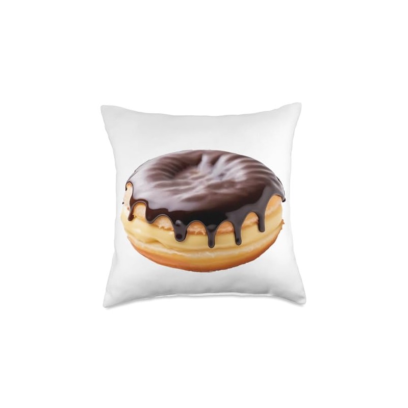 Boston Cream Donut Throw Pillow