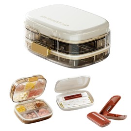 Pastillero Semanal,Planificador De PíLdoras de 7 DíAs, Estuche Dispensador para Medicamentos,Pastilleros para Medicamentos de Viaje con Diseño Fácil de Abrir y Gran Capacidad con Cortador de Pastillas (Pill box-White)